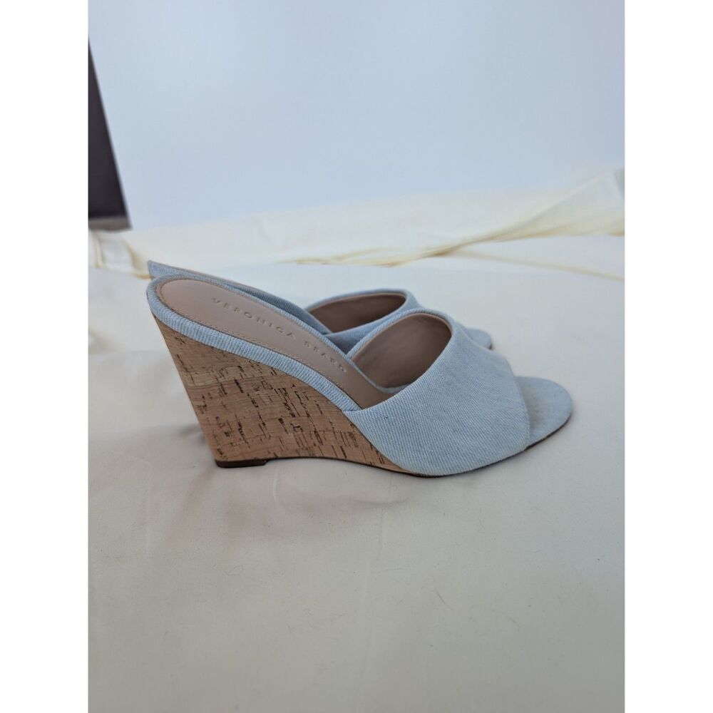 Veronica Beard Dali Slide Wedge Sandals Shoes Light Blue Denim Sz 6.5M - Picture 10 of 16